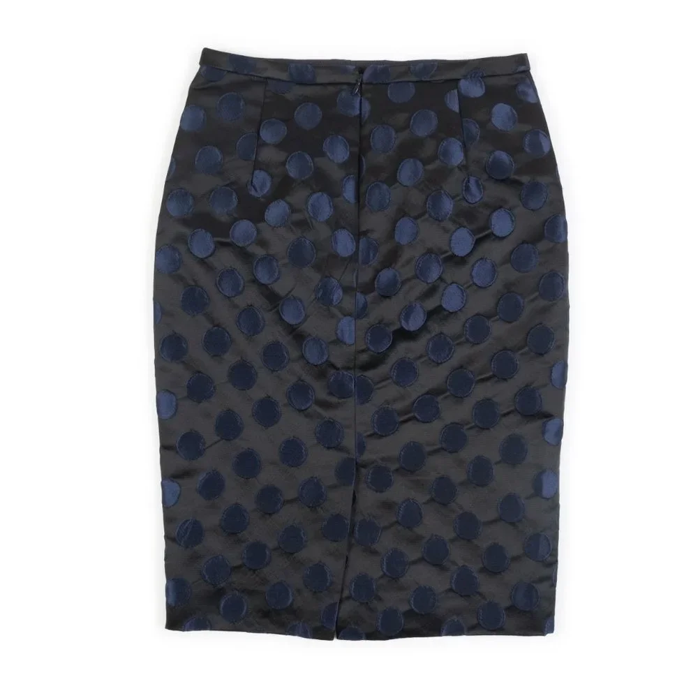J. CREW black pencil skirt with navy polka dots style: 26536 size 0